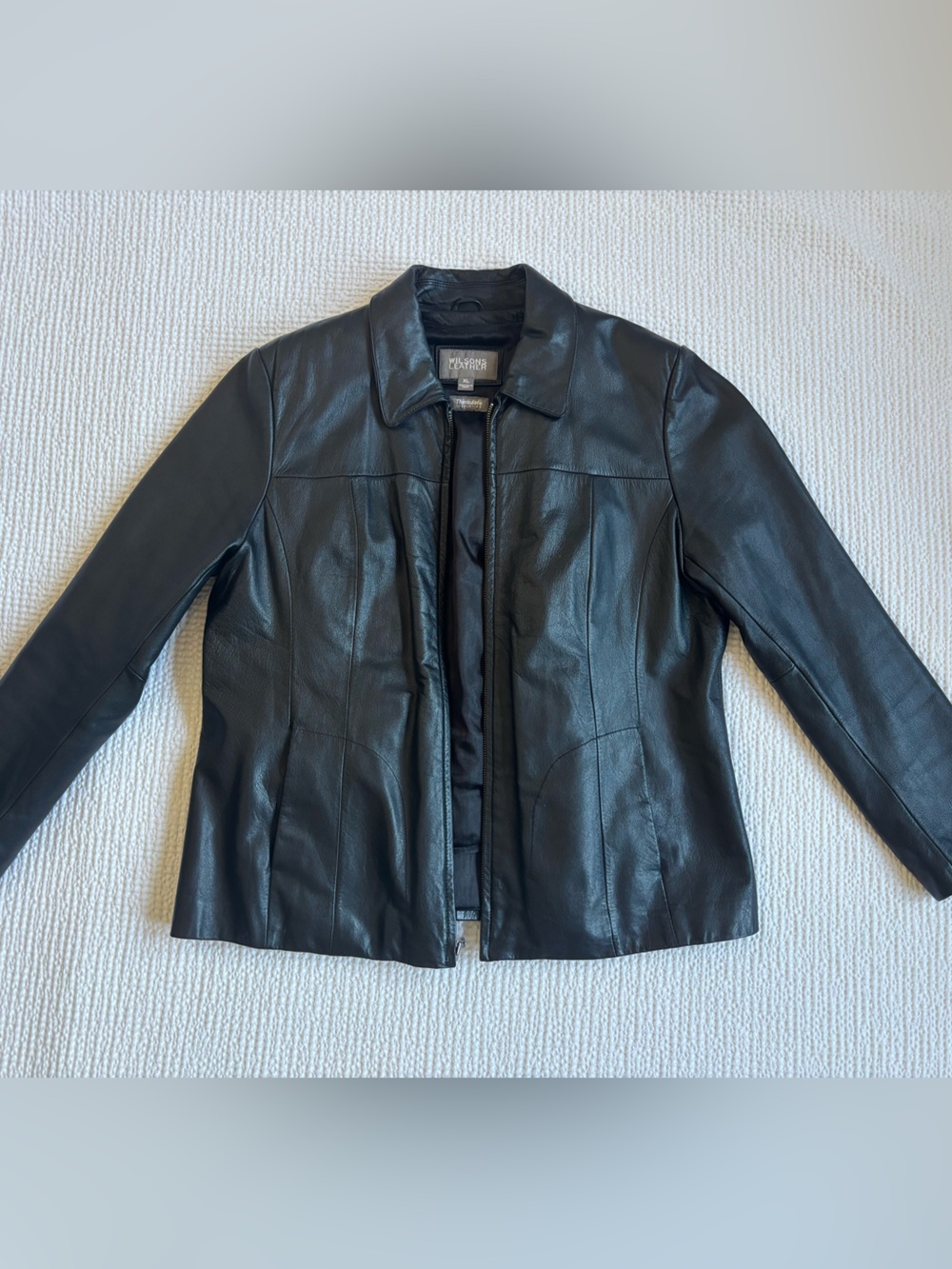 Wilsons Leather Black Men’s Smooth Leather Zip-Front Jacket